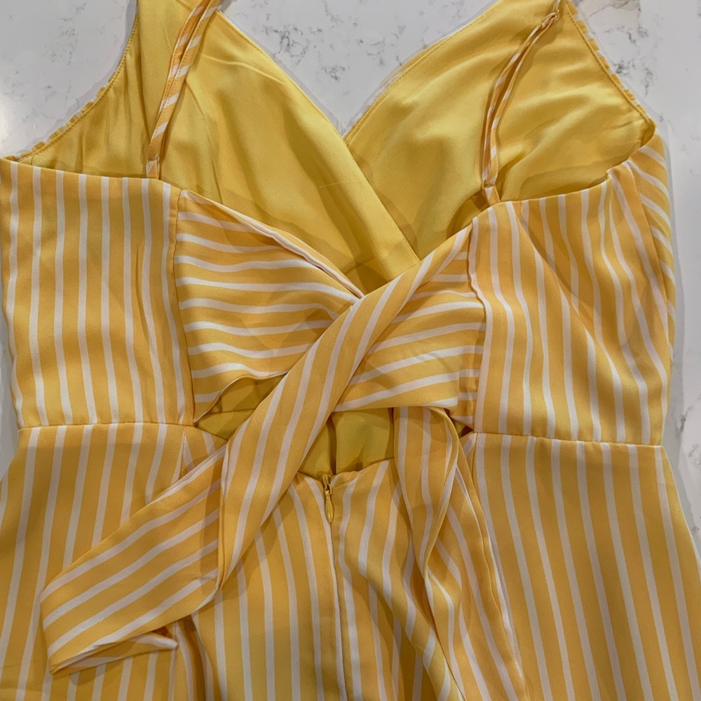 Lulu’s Jayla Yellow Striped Tie-Back Skater Dress, Size M - Picture 6 of 10